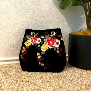 Black Velvet Bucket Purse